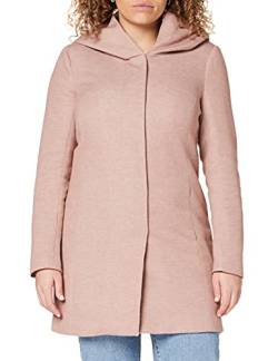 ONLY Damen Eleganter Mantel Coat Cozy Fleecejacke ONLSEDONA Basic Cardigan mit großer Kapuze und Reißverschluss, Farben:Rosa, Größe:S von ONLY