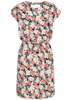 ONLY Damen Kleid Viskose Dress mit Bindedetail tailliert Spring Flower Print schwarz von ONLY