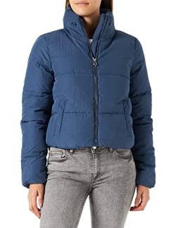 ONLY Damen Kurze Jacke ONLDOLLY Warm Gefütterte Puffer Übergangsjacke mit Reißverschluss ohne Kapuze, Farben:Blau, Größe:L von ONLY