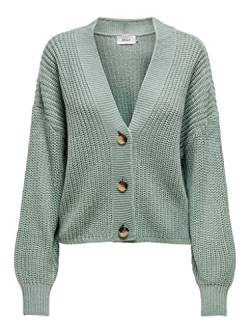 ONLY Damen Kurze Strickjacke | Langarm V-Ausschnitt Cardigan Knitted Basic | Stretch Sweater ONLCAROL, Farben:Grün, Größe:XL von ONLY