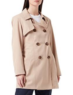 ONLY Damen Kurzer Trench Coat | Eleganter Basic Übergangs Mantel | Jacke Zweireihig mit Gürtel ONLVALERIE, Farben:Hellbraun, Größe:L von ONLY