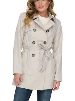 ONLY Damen Kurzmantel ONLValerie Trenchcoat lange Jacke mit Gürtel 15191821 Moonbeam XS von ONLY