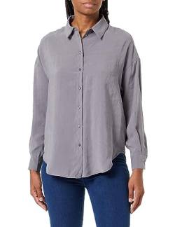 ONLY Damen Langarm Bluse Weites Hemd Kragen Shirt Locker Oversize Volume ONLIRIS, Farben:Grau,Größe Damen:L von ONLY