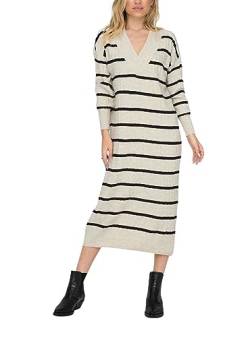 ONLY Damen Langarm Strickkleid Oversized Loose Fit Midi Knit Dress V-Neck Shirt Pullover Onlnew Tessa, Farben:Schwarz-2,Größe Damen:M von ONLY