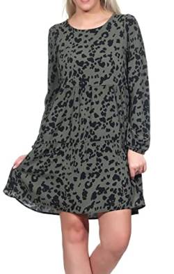 ONLY Damen Langarm Viskose Kleid Onlnova Life L/S Thea mit Alloverprint 15241845 Kalamata AOP: Leo Spots XS von ONLY