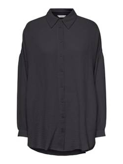 ONLY Damen Lange Oversized Hemd Bluse | Langarm Classic Tunika | Oberteil mit Schlitzen ONLTHYRA, Farben:Grau, Größe:L von ONLY