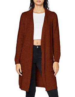 ONLY Damen Lange Strickjacke mit Taschen | Stretch Casual Langarm Gerippt | Open Cardigan Noos ONLJADE, Farben:Braun, Größe:M von ONLY