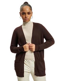 ONLY Damen Lange Strickjacke mit Taschen Stretch Casual Langarm ONLLESLY Open Cardigan Noos Gerippt, Farben:Dunkelbraun, Größe:L von ONLY