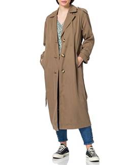 ONLY Damen Langer Trench Coat | Eleganter Basic Übergangs Mantel | Einreihig Longline mit Gürtel ONLLINE, Farben:Braun-3, Größe:L von ONLY