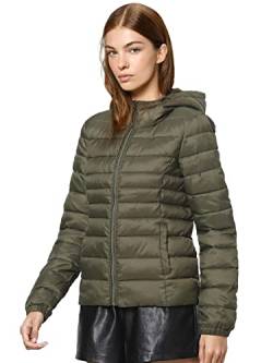 ONLY Damen Leichte Steppjacke ONLTAHOE Wattierte Herbst Frühling Übergangsjacke mit Kapuze & Reißverschluss, Farben:Grün, Größe:M von ONLY