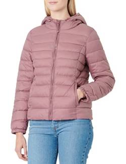 ONLY Damen Leichte Steppjacke ONLTAHOE Wattierte Herbst Frühling Übergangsjacke mit Kapuze & Reißverschluss, Farben:Rosa, Größe:M von ONLY