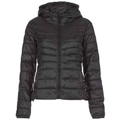 ONLY Damen Leichte Steppjacke ONLTAHOE Wattierte Herbst Frühling Übergangsjacke mit Kapuze & Reißverschluss, Farben:Schwarz, Größe:L von ONLY