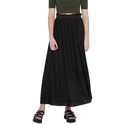 ONLY Damen Maxi Falten Rock | Einfarbiger Plissee Skirt mit Gummizug | Wadenlanges Basic ONLVENEDIG, Farben:Schwarz, Größe:M von ONLY