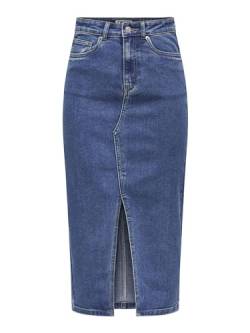 ONLY Damen Midi Jeans Rock ONLSiri Front Slit Skirt Damenrock mit Schlitz 15324365 Medium Blue Denim L von ONLY