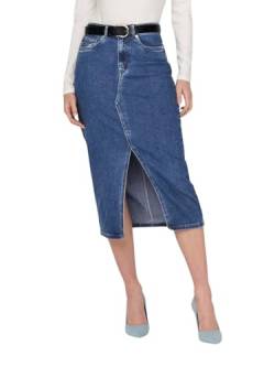 ONLY Damen Midi Jeans Rock ONLSiri Front Slit Skirt Damenrock mit Schlitz 15324365 Medium Blue Denim S von ONLY