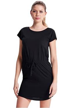 ONLY Damen Mini T-Shirt Kleid mit Tunnelzug Lockeres Kurzarm Rundhals Dress Oberschenkellang ONLMAY von ONLY