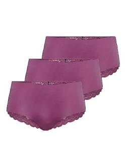 ONLY Damen ONLCHLOE LACE S.Skin Brief 3-PK NOOS Panties, Red Violet/Pack:X3, 36 von ONLY