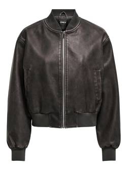 ONLY Damen ONLJANE Faux Leather Washed Bomber OTW Jacke, Chocolate Brown, L von ONLY