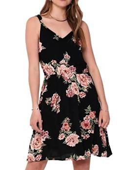 ONLY Damen ONLKARMEN S/L Short Dress WVN NOOS 15157655, Black/ORANGE Flower Print, 34 von ONLY
