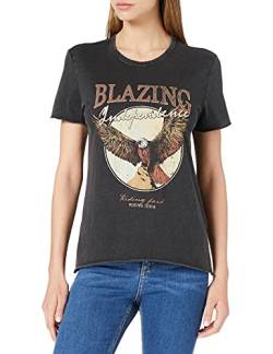 ONLY Damen ONLLUCY REG S/S TOP JRS NOOS T-Shirt, Black/Print:Blazing, S von ONLY