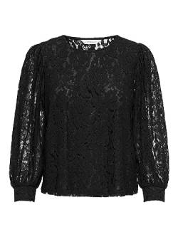 ONLY Damen ONLYRSA L/S LACE TOP WVN Langarmshirt, Black, M von ONLY