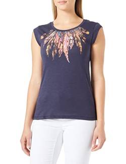 ONLY Damen Onlbone S/S Feel/Feathers Top Box Rpt1, Night Sky/Aop:with Feathers, XXS von ONLY