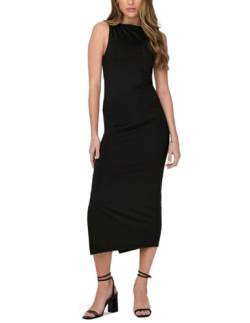 ONLY Damen Onlea S/L Long Slit Dress JRS Now Maxikleid, Black, Small von ONLY