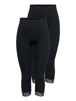 ONLY Damen Onllive Love 3/4 Lace 2pk Cs Jrs Leggings, Black/Pack:black, S EU von ONLY