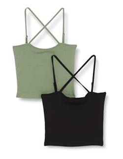 ONLY Damen Onlnulan Rib S/L Cross Top Cs Jrs 2pack, Black/Pack:laurel Wreath, L von ONLY