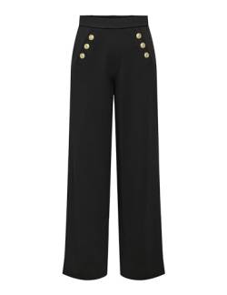 ONLY Damen Onlsania High Waist Button Pant JRS Stoffhose, Black, Medium von ONLY