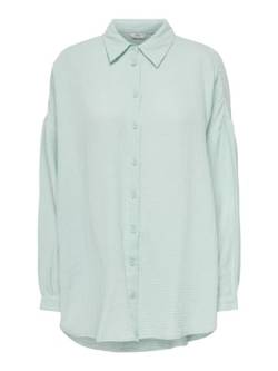 ONLY Damen Oversize Hemd ONLThyra Langarm Musselin-Bluse 15267998 Harbor Gray S von ONLY