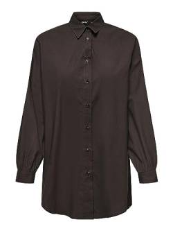 ONLY Damen Oversized Basic Hemd Bluse | Langarm Business Tunika Shirt | Classic Oberteil ONLNORA, Farben:Dunkelbraun, Größe:L von ONLY