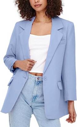 ONLY Damen Oversized Langarm Blazer | Eleganter Basic Cardigan | Business Jacke Mantel ONLLANA-Berry, Farben:Blau, Größe:40 von ONLY