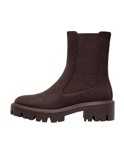 ONLY Damen Schuhe Chelsea-Boots ONLBetty-6 Monochrome Stiefeletten mit dicker Sohle 15304868 Brown Stone 37 von ONLY