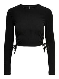 ONLY Damen Shirt ONLEMMA L/S Cropped Cut Out SOLID TOP NN (M, Black) von ONLY