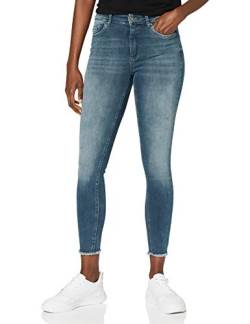 ONLY Damen Skinny Fit Jeans Mid Waist Denim Stretch Hose Stoned Washed Design mit Fransen ONLBLUSH von ONLY