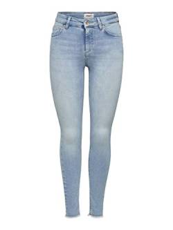 ONLY Damen Skinny Fit Jeans | Stone Washed Denim Stretch Hose | Mid Waist 5-Pocket Trousers ONLBLUSH, Farben:Blau, Größe:S / 34L, Z-Länge:L34 von ONLY