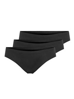 ONLY Damen Slip Nahtlos | 3-er Pack Low Rise Taillen Unterhosen | Unterwäsche Panties ONLTRACY, Farben:Schwarz, Größe:XS von ONLY