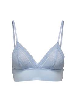 ONLY Damen Spitzen Triangel BH ohne Bügel | Lace Bralette | Spagettiträger Bustier mit Polster ONLLAURA, Farben:Blau, Größe:XL von ONLY