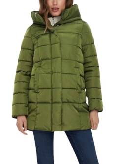 ONLY Damen Steppmantel ONLLina Puffer Coat lange Jacke mit Kapuze 15304782 Winter Moss M von ONLY