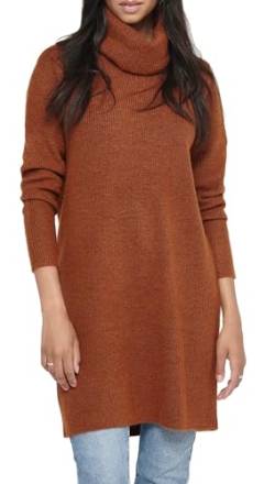 ONLY Damen Strickkleid Loose Fit Longsleeve Knit Kleid mit Langen Ärmeln ONLJANA Rollkragen Dress Pullover, Farben:Braun,Größe Damen:L von ONLY