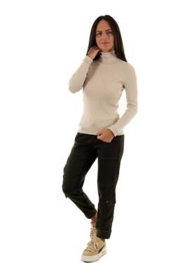 ONLY Damen Struktur Rollkragen Pullover Rundhals Feinstrick Sweater Stretch Oberteil ONLKAROL NOOS, Farben:Creme, Größe:L von ONLY