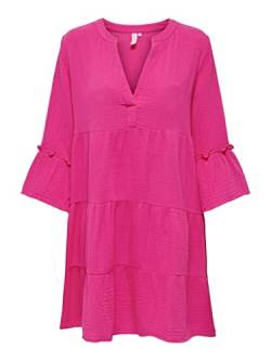 ONLY Damen Tunika Kleid ONLThyra Peplon Dress Sommerkleid mit 3/4-Ärmeln 15267999 Fuchsia Purple M von ONLY
