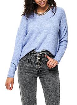 ONLY Damen Warmer Strickpullover | Knitted Basic Stretch Sweater | Langarm V-Ausschnitt Shirt ONLCAMILLA, Farben:Blau, Größe:XS von ONLY