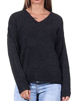 ONLY Damen Warmer Strickpullover | Knitted Basic Stretch Sweater | Langarm V-Ausschnitt Shirt ONLCAMILLA, Farben:Dunkelgrau, Größe:M von ONLY