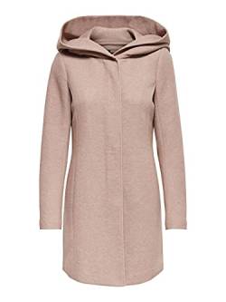 ONLY Damen klassischer Mantel OnlSedona Coat Übergangs-Jacke Kapuze Einfarbig, Farbe:Hellrosa, Größe:S von ONLY