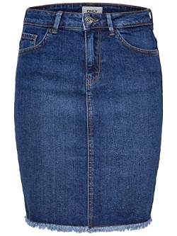 ONLY Damen onlELIZA REG RAWEDGESKIRT 08 NOOS Rock, Blau (Medium Blue Denim Medium Blue Denim), (Herstellergröße: 36) von ONLY