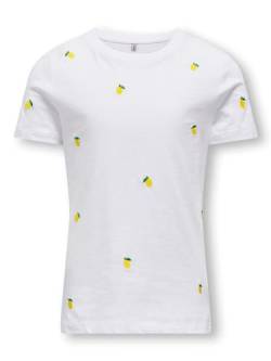 ONLY Kids Mädchen T Shirt KOGKETTY S/S O-Neck TOP Box JRS (DE/NL/SE/PL, Numerisch, 152, Regular, Bright White Lemon) von ONLY