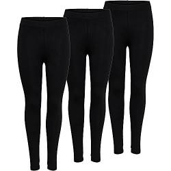 ONLY Leggings 3er Pack Leggings für Damen in schwarz Freizeit, Sport, Yoga oder Fitness aus 95% Baumwolle 15248499, Hosengröße:L, Farbe:Schwarz (Black) von ONLY