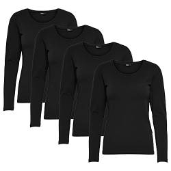 ONLY Longsleeve Damen-Shirt in Schwarz, 15240036 Oberteil aus 95% Baumwolle 5% Elasthan, atmungsaktives Basic Shirt zum Kombinieren M von ONLY